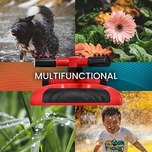 Joeys Garden Rotating Lawn Sprinkler for Yard & Kids, 360° Coverage, Red - color: RED