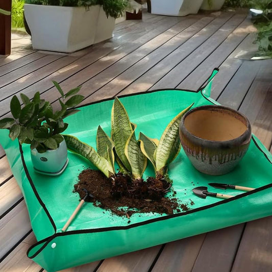 Plant Repotting Mat, Waterproof Gardening Mat for Indoor Transplanting, Foldable Thickened Potting Tray for Mess Control, Green (29.5" x 39.4") - color: Green, size: 39.4" x 29.5"