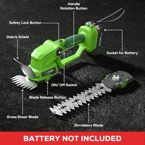 21V Cordless Hedge Trimmer, 2 in 1 Handheld Bush Trimmer Compatible with MAKITA 21V Battery(Battery not Included), Electric Grass Shear for Garden Yard Lawn Care, Powerful & Lightweight - size: Hedge Trimmer Only