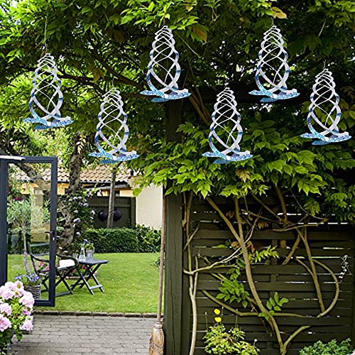Hausse 6 Pack Bird Repellent Spiral Reflectors Silver Mylar Spinner, Hanging Reflective Bird Deterrent Device, Garden Decorative Scare Birds Away, Like Woodpeckers, Pigeons and Geese - size: 9.8 Inch, Silver