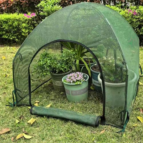 4.3x4.3x3FT Mesh Plant Cover w/Zipper for Raised Bed Seedling Vegetables - color: Mesh