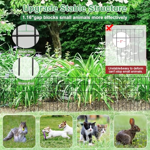 25ft(L) x 13in(H) Animal Barrier Fence,25 Panels 1.16in Gap No Dig Garden Fence for Dogs Rabbits,Rustproof Anti Digging Barrier Garden Edging Border Ground Defense for Outdoor Yard Patio - size: 25 Panels, 25ft(L) x 13in(H)