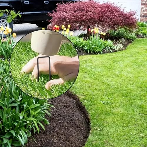 10Pcs Garden Staples Landscape Stakes Ground Pins, Lawn Staples Weed Fabric Staple, Steel Sod Anchor Securing Pegs for Securing Fabric (Black, 10x4cm) - color: Black