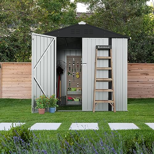 Devoko 8x6 FT Outdoor Storage Shed, White - color: White, size: 8x6 FT