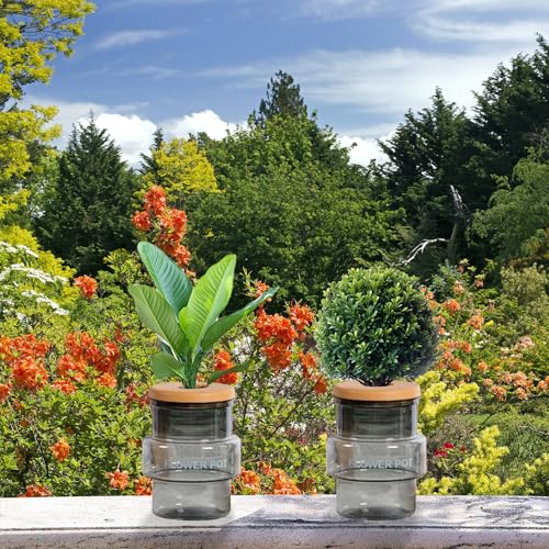 2PCS Self Watering Planters 5.11 Inch Self Watering Pots for Indoor Plants, African Violet Pots with Wick Rope, Flowers, Succulents, Herb, House Plants - color: Gray