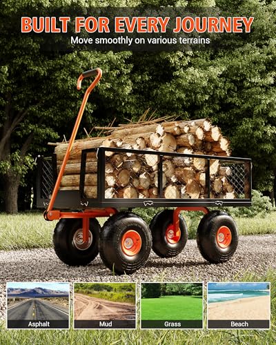 Steel Garden Cart Heavy Duty Utility Wagon with Sides, 900 lbs - size: 900LBS