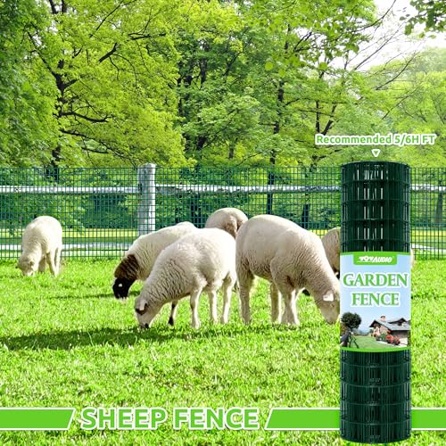 Green PVC Coated Welded Wire Fencing,2"x3" 16 Gauge,60inch H x 100ft L Garden Wire Fence Roll,2/3/4/5/6ft Tall x 50/100 ft Long Hardware Cloth Metal Mesh for Yard,Farm,Chicken,Dog,Vegetable Protection - color: Green, size: 2"x3" 60inx100ft