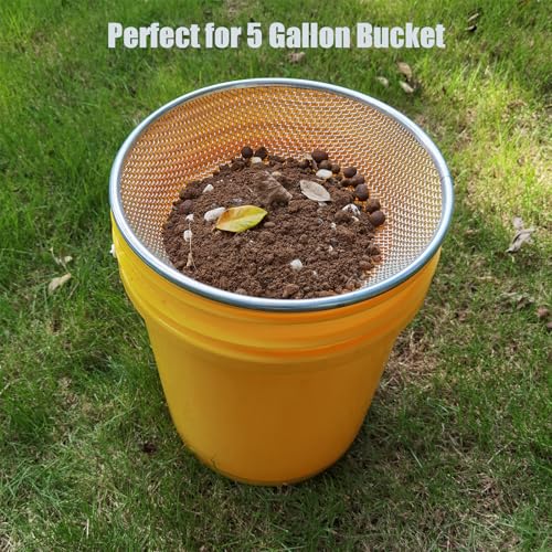 2PCS YUEBM Gardening Sand Soil Compost Sifter Perfect for 5 Gallon Bucket, 1/4 Inch Mesh, 1/8 Inch Mesh - size: 1/4 Inch+1/8 Inch