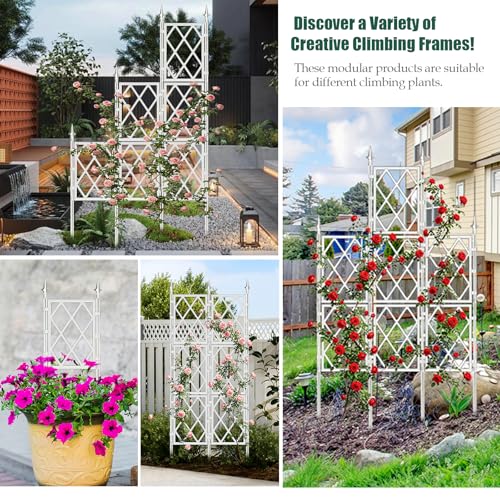 WellSign 63 Inch Metal Pipe Garden Trellis for Climbing Plants Outdoor - color: White