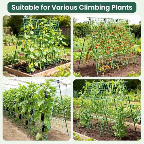 OTOSUNNY 50" x 48"Cucumber Trellis for Raised Garden Bed, Green - color: Green