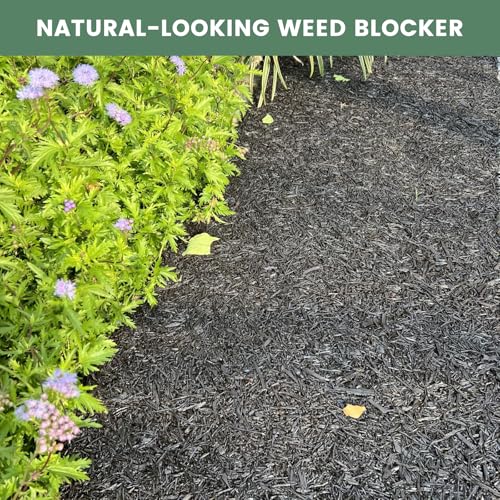 Sekcen 2 Pack Rubber Mulch Roll Mat for Landscaping Recycled Rubber Walkway Black Permanent Mulch Pathway Playground 8' x 2'