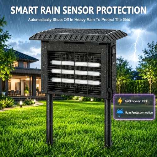 KING&DUKE Solar Bug Zapper Outdoor, 4000V Mosquito Zapper, Always-On Mode