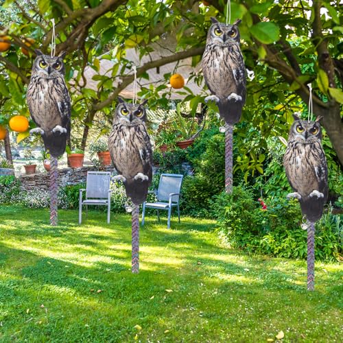 5PCS Flat Hanging Fake Owl to Scare Pigeon Away from Patio - color: Grey Owl 5pcs