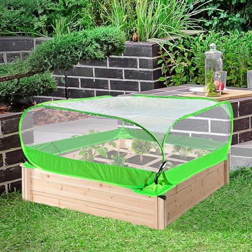 Pop-up Garden Mesh Plant Cover Outdoor Tent Garden Cover Mesh Bird and Pest Protection Guard for Raised Bed Protection Fruits Vegetables Seedlings and Herbs (1pcs 35.4x35.4x27.5in Without Bottom) - style: 1pcs 35.4x35.4x27.5in without bottom