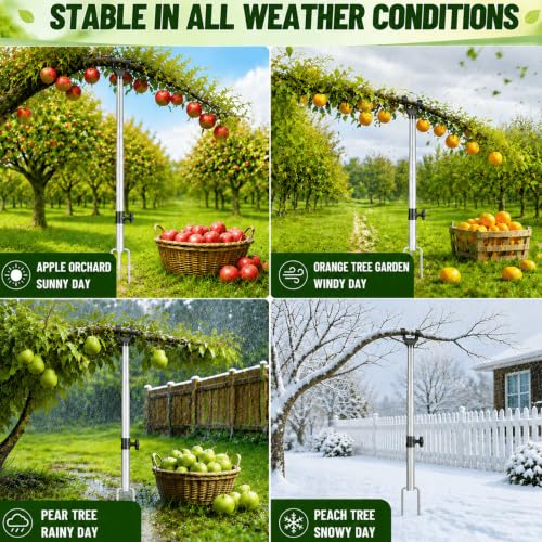 Heavy Duty Tree Support Pole for Fruit Trees, Adjustable 29"-104" Tree Branch Support with Reinforced Stainless Steel Ground Anchor, Telescoping Plant Support Tree Stake to Prevent Branch Breakage
