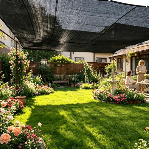 Garden Shade Cloth Suitable for Plants Outdoor Vegetables with Buckle Holes 90% Greenhouse Chicken Coop Dog Kennel Courtyard Shade net Tarp Netting Waterproof Fabric(Style:90%, 12FT*20FT) - color: Style:90%, size: 12FT*20FT