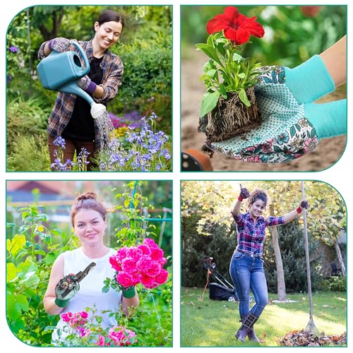 DOFOWORK Gardening Gloves, 4 Pair Floral Garden Gloves for Women with Dots - color: Purple
