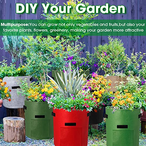 12 Pack Potato Grow Bags 10 Gallon 7 Gallon Garden Planting Bag with Flap Vegetable Grow with Handles and Harvest Window Thickened Nonwoven Fabric Pots for Tomato Vegetable and Fruits(Mix Color)