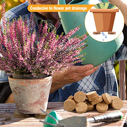 60Pcs 2" Dia Invisible Non-Slip Cork Pot Feet for Outdoor Planters Drainage - style: 60 pcs
