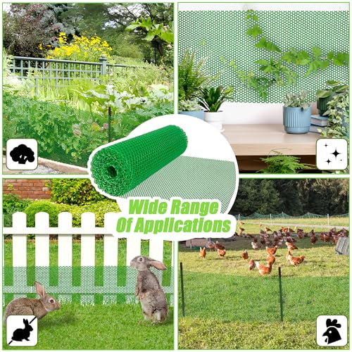 Garden Fence Green Plastic Mesh- 16in x 40ft Plastic Chicken Wire Plastic Netting for Floral Arrangements, Poultry, Animal Barrier, Gardening,Rabbit Fence - color: Green-15.7IN×40FT