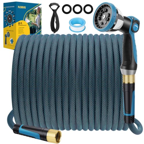 Non-Expandable Garden Hose 50 ft, Lightweight Flexible Anti-Kink - color: Blue, size: 50ft