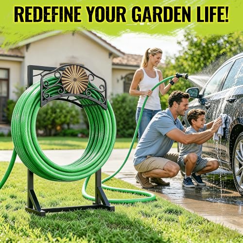 Heavy Duty Garden Hose Holder Stand with 4 Spikes Outdoor Hose Holder