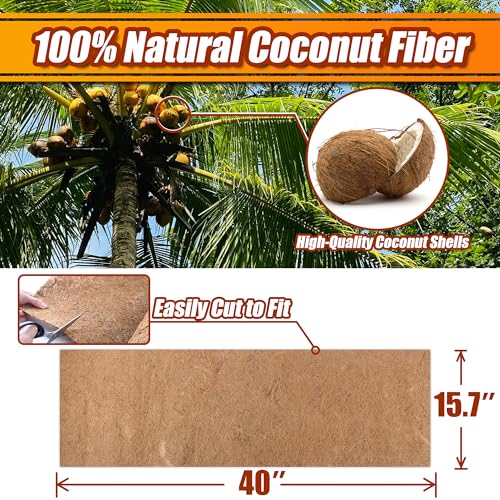 Sinimaka Coco Liner Roll, 16 x 40 Inch Coconut Fiber Liners for Planter Window Box Flower Basket, Natural Coco Coir Sheet Coco Mats for Animal Pet Pad, Reptile Carpet, Garden Decoration - size: 16x40 inch