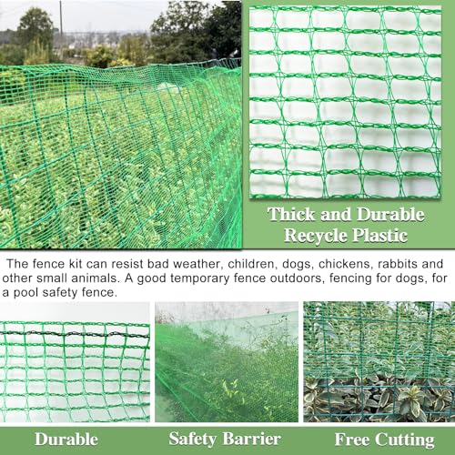 4 x 65 FT Garden Fence, 0.4" Mesh Plastic Fencing, Deer Netting Roll - size: 4ft x 65ft