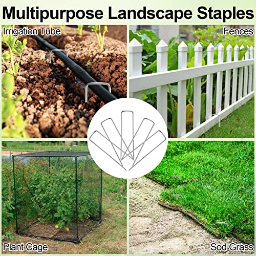 72 Pack Garden Stakes, U-Shaped Tent Stakes, Galvanized Landscape Staples, Ground Stakes, for Landscaping Securing Weed Barrier Fabric, Irrigation Tubing, Holding Fence, Tarpaulin - size: 72 Pack