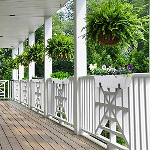 GREANER Rectangle Plastic Flower Boxes, 3 Pack Large Long Planter 16.9x7.48 Inch Morden Thicken Vegetable Plant Pot with Tray for Garden, Kitchen, Window, Office, Balcony, Outdoor Indoor Use - White - color: White, size: 3pcs/16.9x7.48in