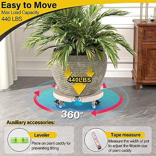 Goovilla Plant Stand with Wheels 440LBS Load,1Pack, Adjustable 15-22",Beige - color: Beige
