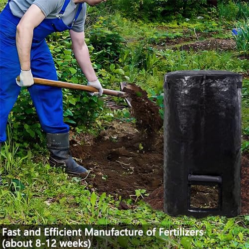Compost Bin Bags 34 Gallon Garden Compost Bags Outdoor Reusable,Organic Waste Garden Yard Compost Bag Collapsible Leaf Lawn Bags Gardening Container - color: Black 1pcs