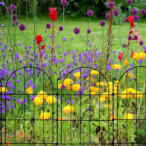 Decorative Garden Fence Panels 16 in(H) x 20 ft(L) Above Ground, Dog Fence Outdoor for Yard No-Dig Pet Barrier, Animal Proof Fence Metal Garden Fencing Animal Barrier, 20 Panels - size: 16x12Inch-10Pack without Lock