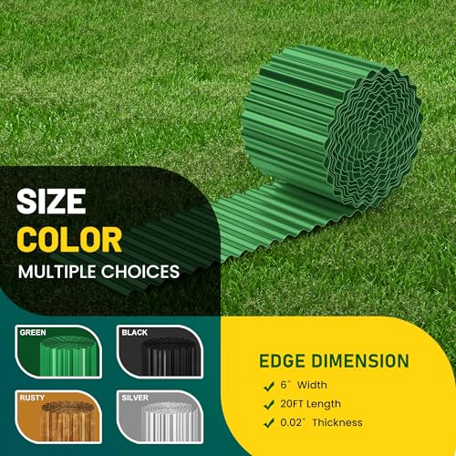 Green Corrugated Metal Garden Edging 6 Inch x 20 Ft - color: Green, size: 6"×20Ft