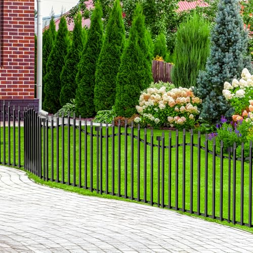 No Dig Garden Fence 24" H x 22.5'L Decorative Yard Dog Outdoor Panels - size: 24 in(H) X 11.25 ft(L)