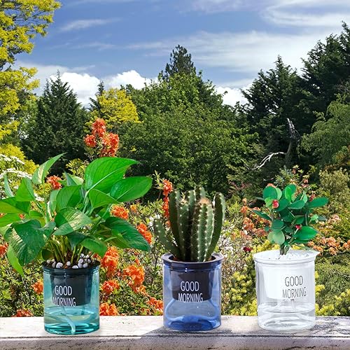 2PCS Self Watering Planters 4.71 Inch Self Watering Pots for Indoor Plants, African Violet Pots with Wick Rope, Flowers, Succulents, Herb, House Plants - color: Transparent