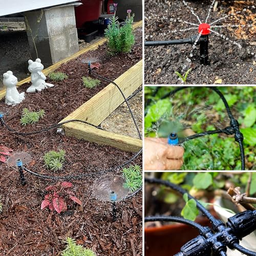 Maotong 100FT 1/4 inch New Quick-Connect Drip Irrigation Kit Distribution Hose Tubing for Garden Irrigation System (Includes 2 Pcs 6-Way Connector, 5 Pcs 1/4" Tee and 10 Pcs End Plugs) - size: 100FT 1/4" Distribution tube