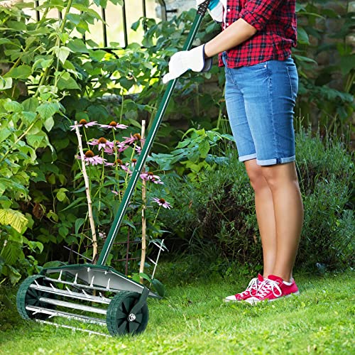 DORTALA Manual Lawn Aerator, Aerator Lawn Tool with Anti-Slip Handle and Tine Spikes, Easy Assembly, Grass Aerator for Lawn, Yard, Garden (with Fender)