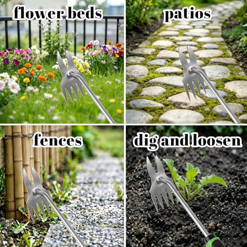 Weed Puller Tool, 5-Claw & Crab Claw 2-in-1 Heavy Duty Weed Remover, Ergonomic Long Handle Manual Weeding Tool for Dandelion, Crabgrass, Patio, Lawn & Garden
