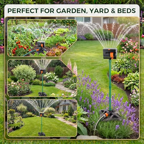 4 Way Adjustable Mini Turbo Oscillating Lawn Sprinkler(Plastic Base) - style: Plastic Widened Base