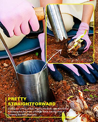 6 Inch Grass Plug Planter, Pro Plugger with Depth Marker & Sharp Teeth - size: 6-inch Bulb Planter
