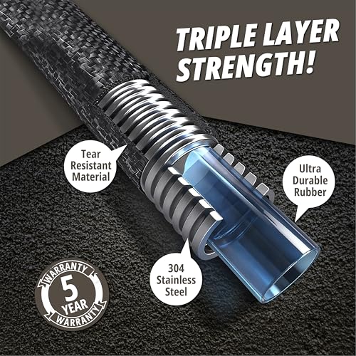 Hydrosteel PRO 50 Ft Heavy Duty Metal Garden Hose with Brass Nozzle