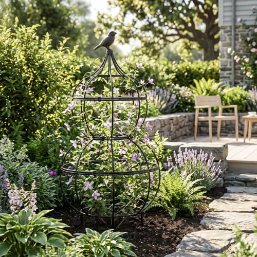 aboxoo Sturdy 23"x12" Metal Obelisk Trellis,Plant Support Indoor Outdoor - color: Double Sphere