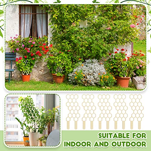 Nuenen 5 Pack Indoor Plant Trellis for Climbing Plants 11.8 Inches Small Garden Wooden Trellis for Potted Plants Honeycomb Shape Trellis Starter Holder for Outdoor Flower Plant Support Accessories