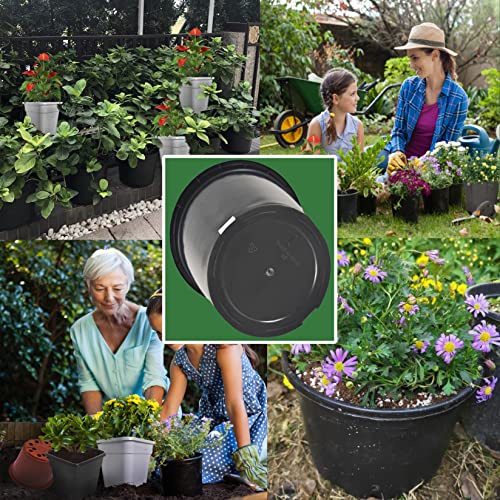 Garden Plastic Planter Nursery Pots - 10 Pcs 2 Gallon Round Black Nursery Pots for Indoor and Outdoor Plants with Drainage Hole