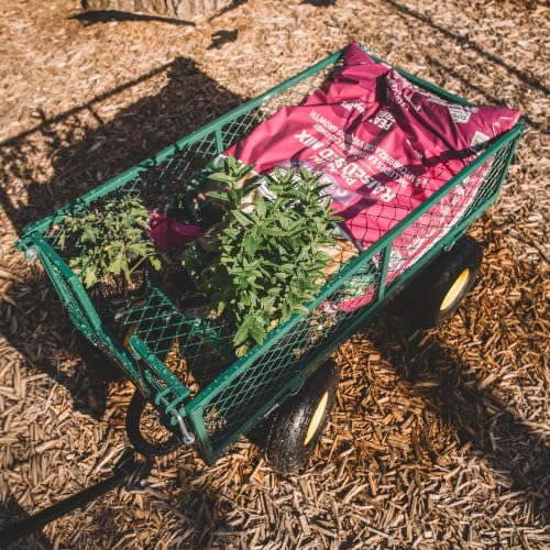 Backyard Expressions Heavy Duty Garden Cart 400 lb Utility Wagon Cart with Removable Mesh Sides, Powder-Coated Steel Bed, Pneumatic Tires, Pull Handle Yard Cart - style: 400 Lb
