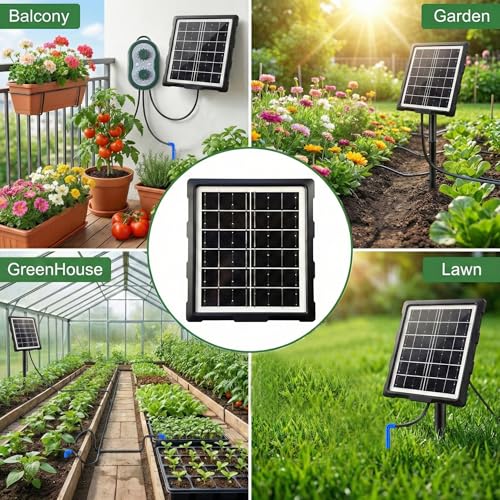 50FT Solar Automatic Drip Irrigation Kit System, Smart Self-Watering System with USB Charging for Outdoor Indoor Use, 2200mAh Automatic Watering System Supports 15 Pots for Garden, Balcony & Patio