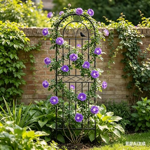 2 Pack 47.2"x19.7" Metal Gardon Trellis for Climbing Plants Outdoor, Black - size: 2P: 47.2" H x 19.7" W