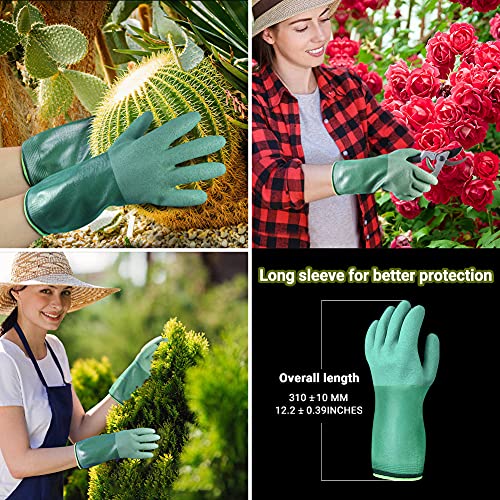 2 Pairs Women and Mens Rubber Coated Yard & Gardening Work Gloves for Gardening, Fishing, Clamming, Restoration Work - size: Medium