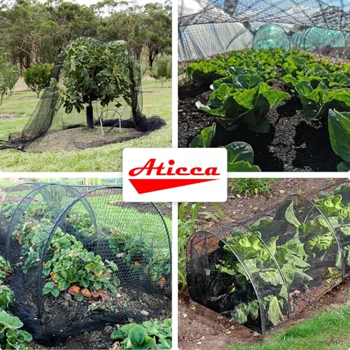 ATICCA 13 x 40 FT Heavy Duty Bird Netting for Garden, 10 Stakes, Black - size: 13x40 Ft Bird Netting
